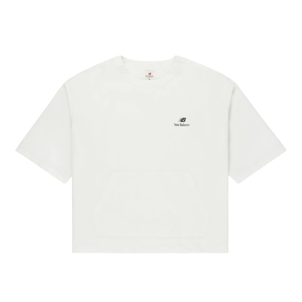 Men’s New Balance White Woven Track Top with Black Logo
